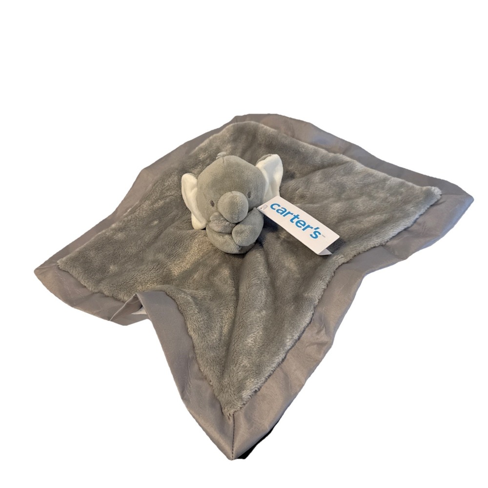 Carters Gray Elephant Baby Lovey Plush Silk Border Polka Dot Lining 01/2026 NWT